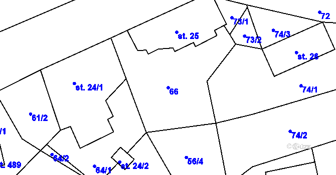Parcela st. 66 v KÚ Čistá u Horek, Katastrální mapa