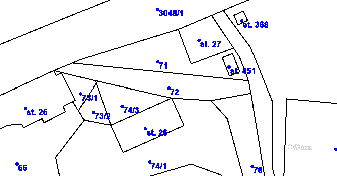 Parcela st. 72 v KÚ Čistá u Horek, Katastrální mapa