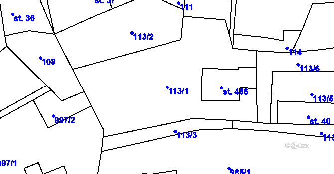 Parcela st. 113/1 v KÚ Čistá u Horek, Katastrální mapa