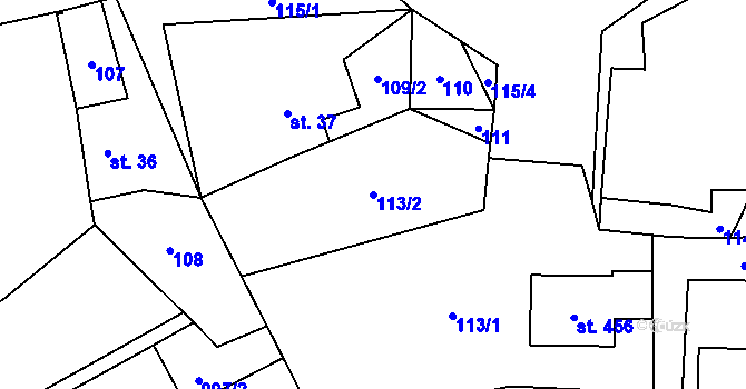 Parcela st. 113/2 v KÚ Čistá u Horek, Katastrální mapa