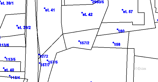 Parcela st. 157/2 v KÚ Čistá u Horek, Katastrální mapa