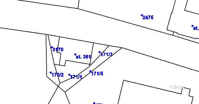 Parcela st. 171/3 v KÚ Čistá u Horek, Katastrální mapa