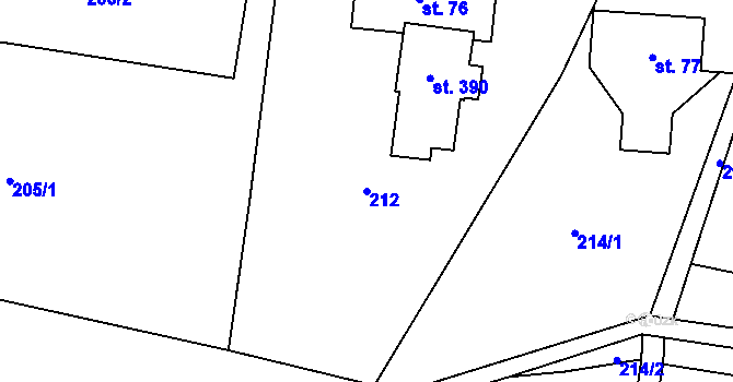Parcela st. 212 v KÚ Čistá u Horek, Katastrální mapa