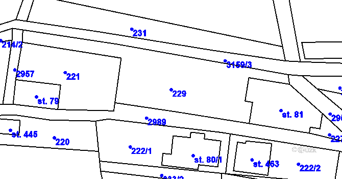 Parcela st. 229 v KÚ Čistá u Horek, Katastrální mapa