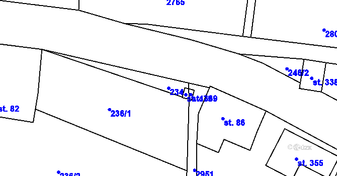 Parcela st. 234 v KÚ Čistá u Horek, Katastrální mapa