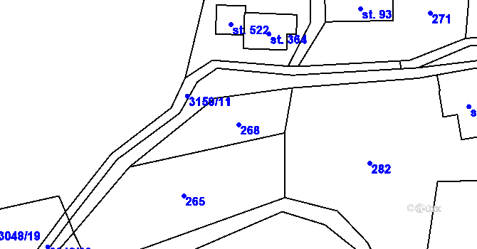Parcela st. 268 v KÚ Čistá u Horek, Katastrální mapa