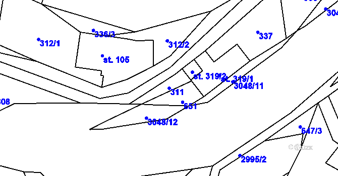 Parcela st. 311 v KÚ Čistá u Horek, Katastrální mapa