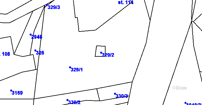 Parcela st. 329/2 v KÚ Čistá u Horek, Katastrální mapa