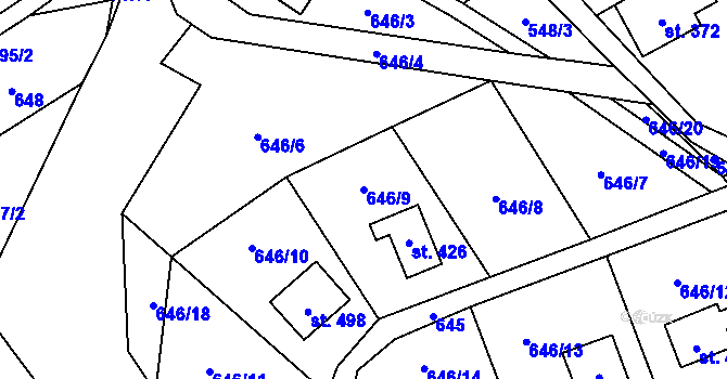 Parcela st. 646/9 v KÚ Čistá u Horek, Katastrální mapa