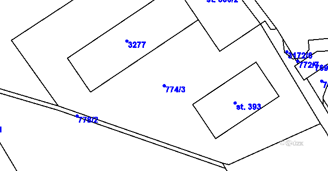 Parcela st. 774/3 v KÚ Čistá u Horek, Katastrální mapa