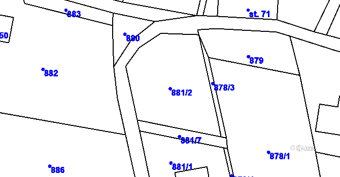 Parcela st. 881/2 v KÚ Čistá u Horek, Katastrální mapa