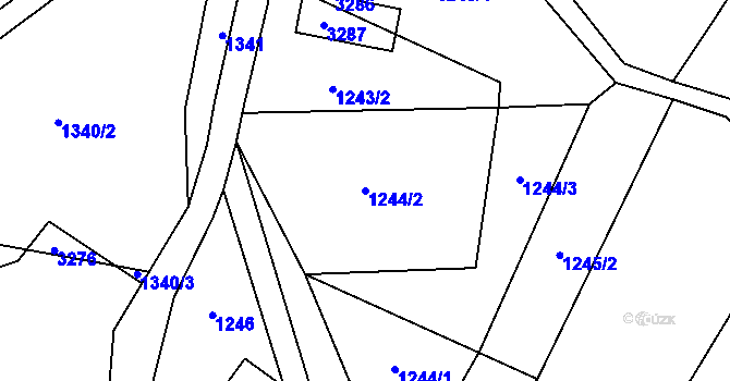 Parcela st. 1244/2 v KÚ Čistá u Horek, Katastrální mapa
