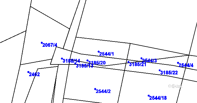 Parcela st. 2544/1 v KÚ Čistá u Horek, Katastrální mapa