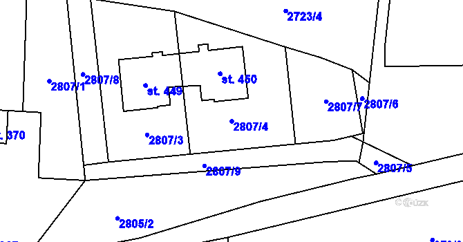 Parcela st. 2807/4 v KÚ Čistá u Horek, Katastrální mapa