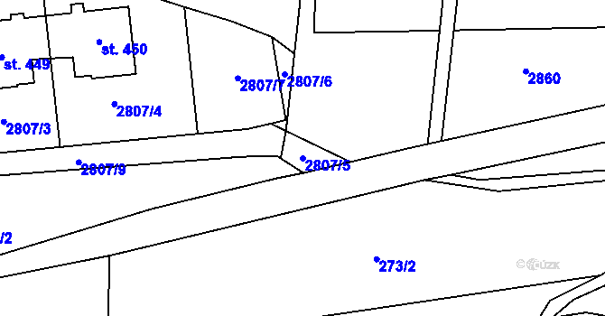 Parcela st. 2807/5 v KÚ Čistá u Horek, Katastrální mapa