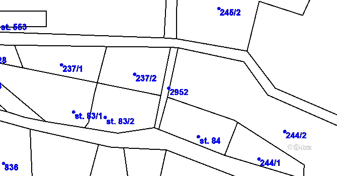 Parcela st. 2952 v KÚ Čistá u Horek, Katastrální mapa