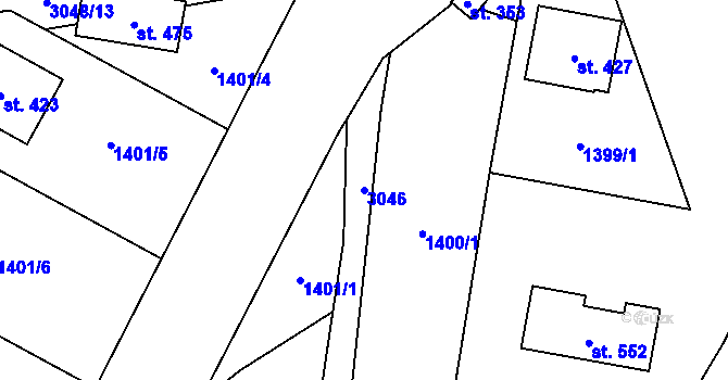Parcela st. 3046 v KÚ Čistá u Horek, Katastrální mapa