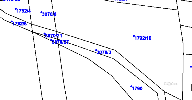 Parcela st. 3070/3 v KÚ Čistá u Horek, Katastrální mapa