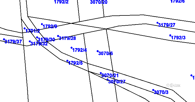 Parcela st. 3070/6 v KÚ Čistá u Horek, Katastrální mapa