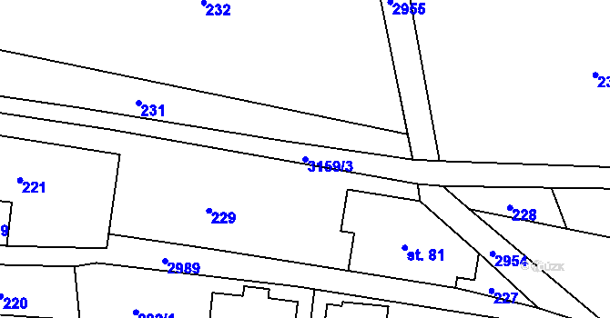 Parcela st. 3159/3 v KÚ Čistá u Horek, Katastrální mapa