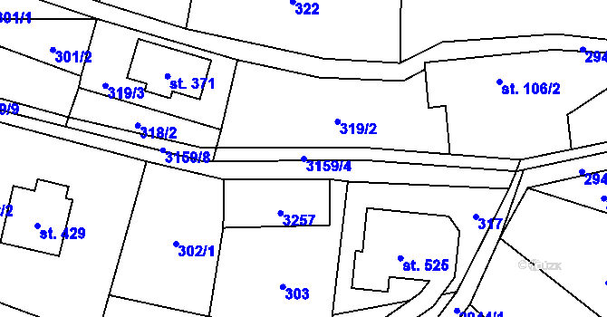 Parcela st. 3159/4 v KÚ Čistá u Horek, Katastrální mapa