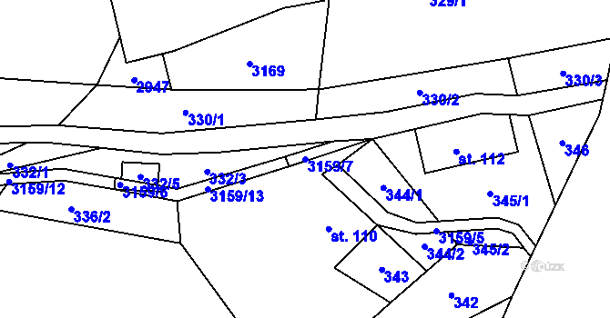 Parcela st. 3159/7 v KÚ Čistá u Horek, Katastrální mapa