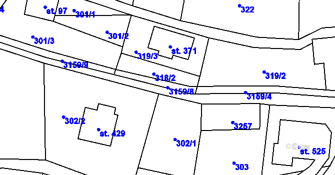 Parcela st. 3159/8 v KÚ Čistá u Horek, Katastrální mapa