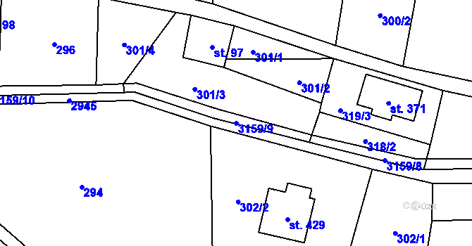 Parcela st. 3159/9 v KÚ Čistá u Horek, Katastrální mapa