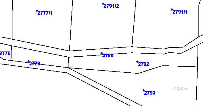 Parcela st. 3160 v KÚ Čistá u Horek, Katastrální mapa