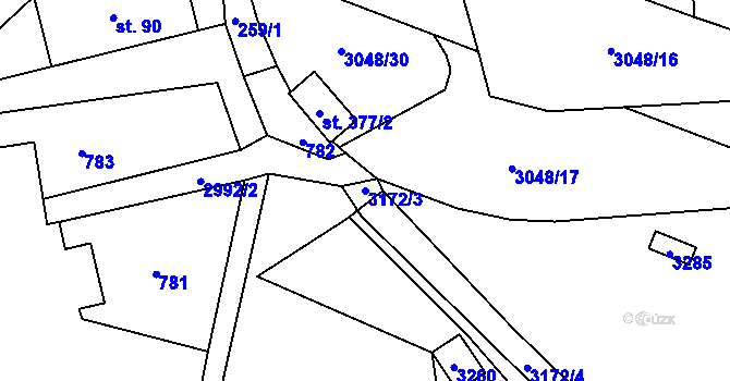 Parcela st. 3172/3 v KÚ Čistá u Horek, Katastrální mapa