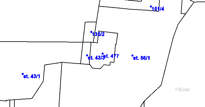 Parcela st. 477 v KÚ Čistá u Horek, Katastrální mapa