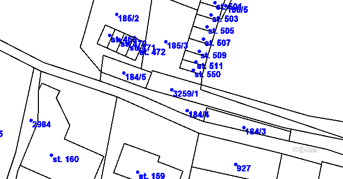 Parcela st. 3259/1 v KÚ Čistá u Horek, Katastrální mapa