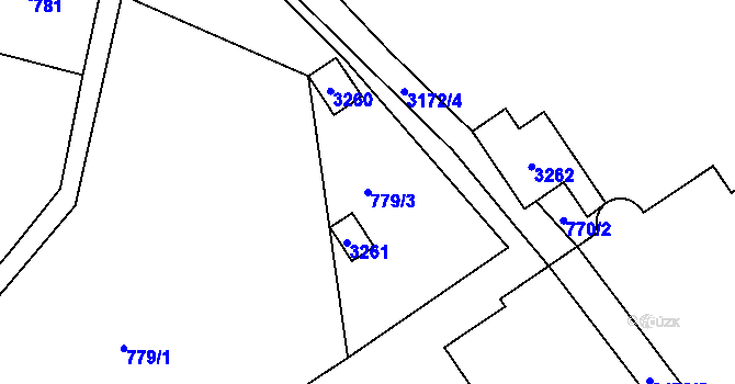 Parcela st. 779/3 v KÚ Čistá u Horek, Katastrální mapa