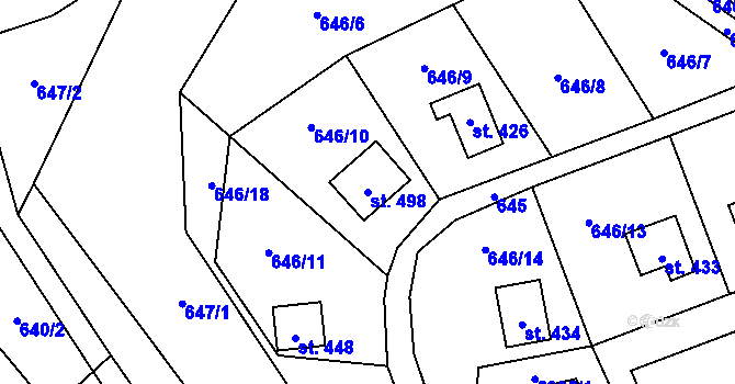 Parcela st. 498 v KÚ Čistá u Horek, Katastrální mapa