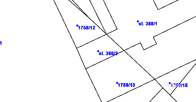 Parcela st. 388/2 v KÚ Čistá u Horek, Katastrální mapa