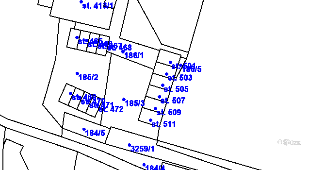 Parcela st. 505 v KÚ Čistá u Horek, Katastrální mapa