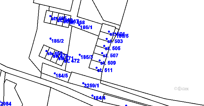 Parcela st. 507 v KÚ Čistá u Horek, Katastrální mapa