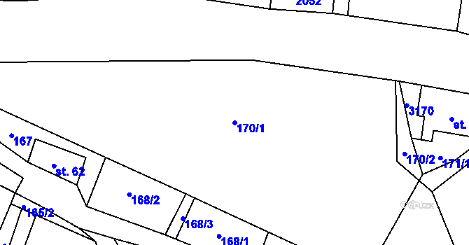 Parcela st. 170/1 v KÚ Čistá u Horek, Katastrální mapa