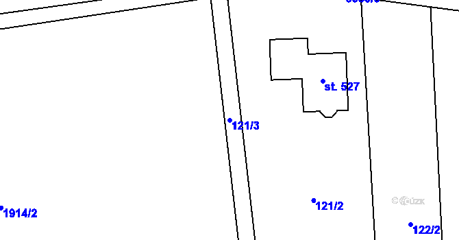 Parcela st. 121/3 v KÚ Čistá u Horek, Katastrální mapa