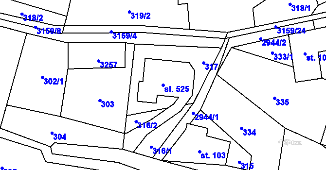 Parcela st. 525 v KÚ Čistá u Horek, Katastrální mapa