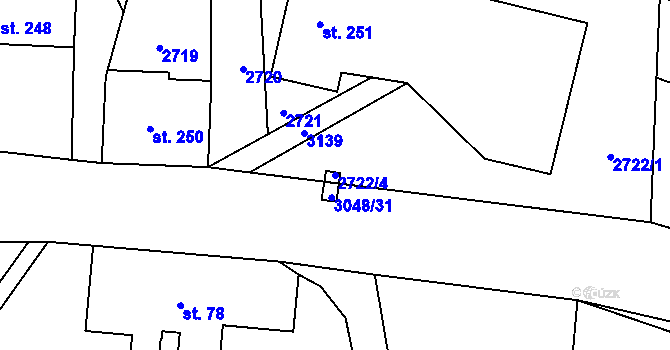Parcela st. 2722/4 v KÚ Čistá u Horek, Katastrální mapa