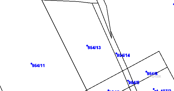 Parcela st. 954/13 v KÚ Čistá u Horek, Katastrální mapa