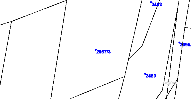 Parcela st. 2067/3 v KÚ Čistá u Horek, Katastrální mapa