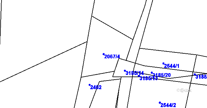 Parcela st. 2067/4 v KÚ Čistá u Horek, Katastrální mapa