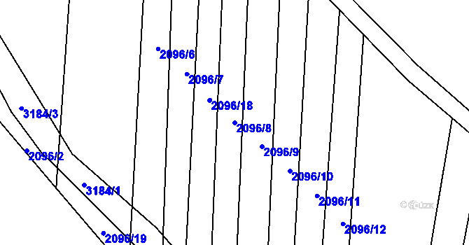 Parcela st. 2096/8 v KÚ Čistá u Horek, Katastrální mapa