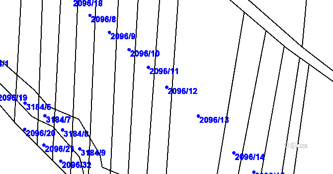 Parcela st. 2096/12 v KÚ Čistá u Horek, Katastrální mapa