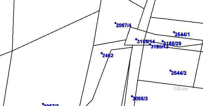 Parcela st. 2462 v KÚ Čistá u Horek, Katastrální mapa