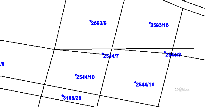 Parcela st. 2544/7 v KÚ Čistá u Horek, Katastrální mapa