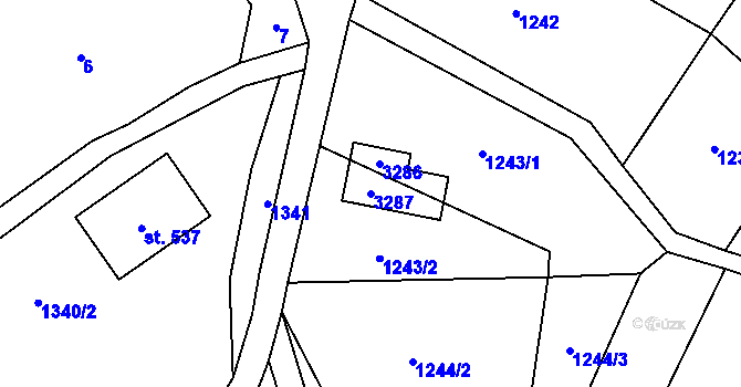 Parcela st. 3287 v KÚ Čistá u Horek, Katastrální mapa