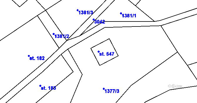Parcela st. 547 v KÚ Čistá u Horek, Katastrální mapa
